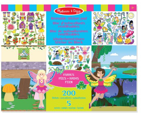 Melissa & Doug Wiederverwendbare Stickerbücher Feen | Reiseaktivitäten für Kleinkinder | Wiederverwendbare Sticker ideal für unterwegs im Auto oder Flugzeug |Kinderbücher Alter 3-4 Jahre