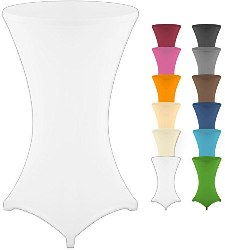 Gräfenstayn® Stretch Stehtischhusse Diana mit Öko-Tex Siegel, Verstärkung im Fußbereich, 40°C Maschinenwäsche in vielen Farben und Größen Ø60-65cm / Ø70-75cm / Ø80-85cm (Weiß, Ø70-75cm)