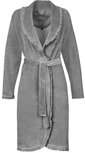Vossen Damen Bademantel Ariel grau meliert L