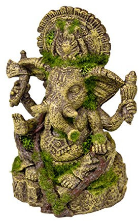 Rosewood 91694 Moosbedecktes Aquaristik-Ornament Ganesh-Statue aus Harz