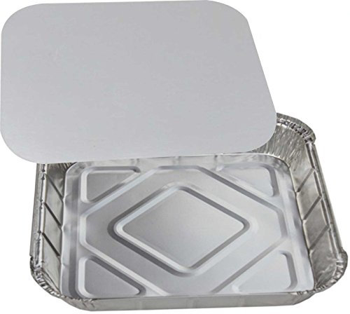 Bakery direct 10 x LARGE U.K. MADE ALUMINIUM FOIL FOOD CONTAINERS TRAYS 9 x 9 plus 10 foil backed Lids and FREE piping bag