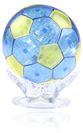 Momola 3D cristal puzzle mignon de football modèle DIY gadget blocs bâtiment jouet cadeau collection décor (Bleu)