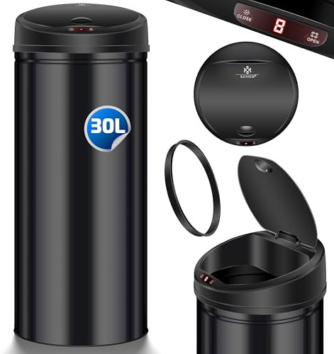 KESSER® Sensor Mülleimer ✓ Automatik ✓ Abfalleimer ✓ Abfall | EDELSTAHL | Farbe: SCHWARZ | Größe: 30 L