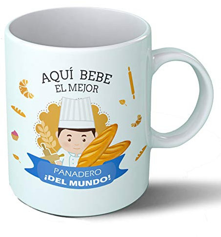 Planetacase - Taza Panadero - Regalo Original - Cerámica 330 mL - Taza Desayuno Apta para Microondas y Lavavajillas - panaderos - Resistente a Lavados