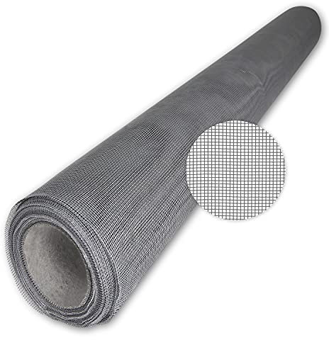 TESO, rete per zanzariere, tessuto in fibra di vetro trasparente, resistente ai raggi UV, articolo a metraggio, colore grigio, 200 cm