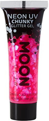 Neon UV Face & Body Chunky Glitter Gel - 12ml - Magenta