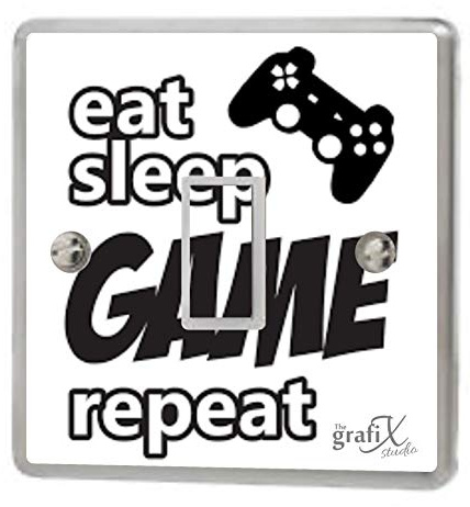 White Gamer/Xbox/PS4 Light Switch Sticker Vinyl/Graphics/Decal/Skin Cover sw58