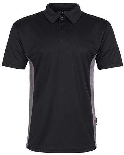 TuffStuff Elite Polo Shirt for Work - Size Large, Black - 100% Polyester - Easy Care - Lightweight, Breathable & Moisture-Wicking with Contrast Panels - Versatile Work Wear