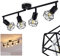 Deckenlampe Baripada, Deckenleuchte aus Metall in schwarz, 4-flammig, 4 x E14-Fassung, verstellbarer Spot im Retro/Vintage Design in Gitter-Optik m. Lichteffekt an der Decke, ohne Leuchtmittel