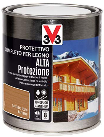 V33 PROTETTIVO COMPLETO PER LEGNO - ALTA PROTEZIONE A SOLVENTE Castagno Scuro 0,75 L
