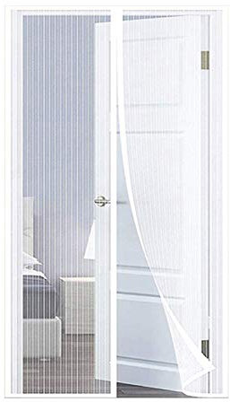 GUOGAI Tenda zanzariera Magnetica 140x250cm(55x98inch) Zanzariere a Rullo Impedendo agli Insetti di Entrare Magnetica Anti-Zanzare per Porta Ingresso del Balcone, Bianco