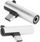 JULYKAI USB-C Hembra a Macho Jack de Audio de 3,5 mm Adaptador de Cable de Auriculares Conector Tipo-c Carga simultánea 2 Piezas Convertidores para Xiaomi, etc. para(Silver)