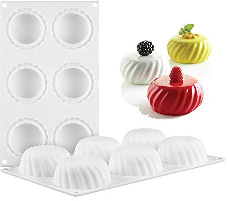 Stampo per Torta in Silicone, 6 Cavità Forma di Oblato, Stampo per Dolci e Cioccolato, Stampo per Torta per Mousse, Stampi per Cottura a Motivi, per Gelato Muffin Biscotti Gelatina