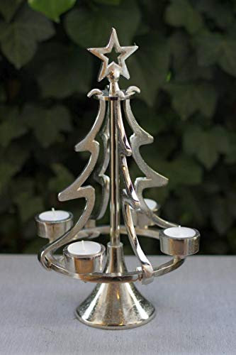 condecoro Adventkranz Baum mit Stern Silber Kerzenleuchter