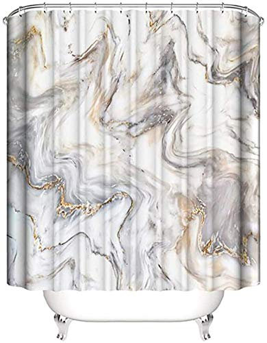 HODORPOWER Rideau de douche résistant aux moisissures imperméable et lavable en marbre (motif marbre, beige, 180 x 200 cm)