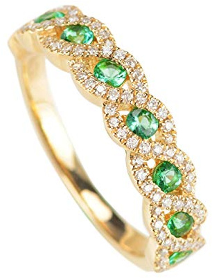 AMDXD 18Karat 750 Gold Ringe für Damen, Smaragd Verdrehte Oval Form Damenringe Solitärring Gold Gr.47 (15.0)