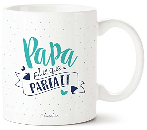 Manahia Mug cadeau Papa Tasse Personnalisée - Papa plus que parfait | Avec boite cadeau en Kraft | Imprimé en France | Cadeau Futur Papa - Noël Papa - Fête des pères - Anniversaire Papa