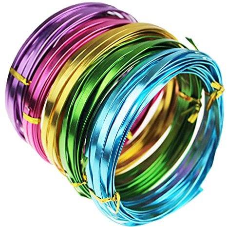 5 rotoli di filo di alluminio piatto multicolore da 5 mm per la creazione di gioielli, sculture fai da te, armatura e artigianato