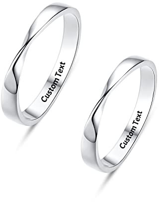 Friendship Rings Mobius Twist Best Friend Ring for 2 Matching Friends Bff Soul Sister Couples Twin His and Her Love Gifts Simple Promise Pinky Personalized Engraved Custom Name Sterling Silver