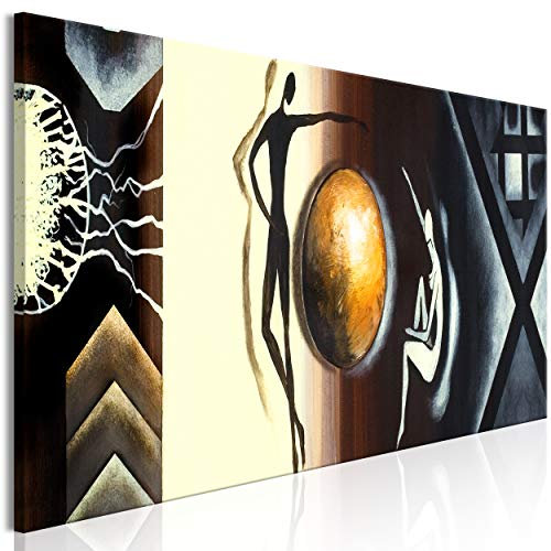 decomonkey Akustikbild Modern 135x45 cm 1 Teilig Leinwand Modern Bilder Wandbilder XXL Schallschlucker Schallschutz Akustikdämmung Wandbild Deko Leise Wohnzimmer Figur beige schwarz braun