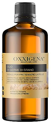 Oxxigena - Olio di Germe di Grano Puro al 100%, Confezione da 1000 ml, Ideale come Olio Corpo per Combattere le Smagliature, Trattamento Viso Antirughe e Trattamento Capelli Deboli