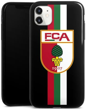 Slim Case extra dünn kompatibel mit Apple iPhone 11 Silikon Handyhülle schwarz Hülle FC Augsburg FCA Offizielles Lizenzprodukt