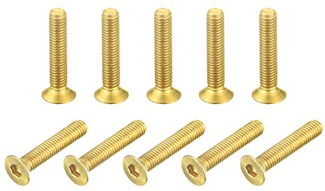 sourcing map 12 Stück Flachkopf Sockelkappe Schrauben M3-0.5x16mm Messing Innensechskant Antrieb Befestigung Schrauben