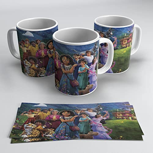 newseny Taza Encanto para fans de la película Encanto con todos sus personajes. Encanto Mirabel, Isabela, Luisa, Bruno, Pica. Cerámica 355ml