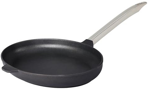 SKK große Aluguss Fischpfanne 38x26 cm - ohne Induktion - ovale 7 cm hohe Antihaft Hochrand-Pfanne & Edelstahl Griff - Made in Germany