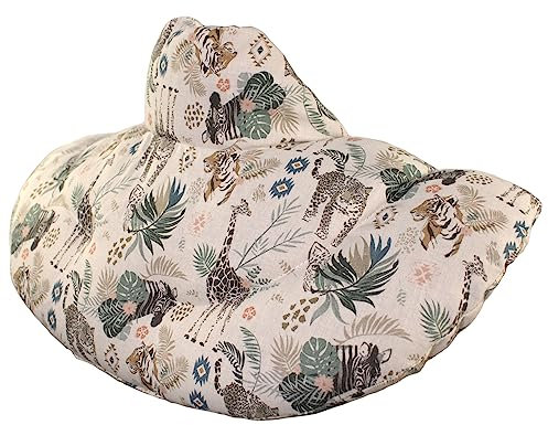 Nackenhörnchen mit Stehkragen Bio-Stoff & Bio-Körner Wilde Tiere Nackenkissen Wärmekissen -2 in 1 - Wärme und Kälte möglich - Bio-Roggen-Weizen Füllung