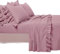 SalGiu Completo Letto Con Rouche Puro Cotone Matrimoniale Tinta Unita Volant (Matrimoniale, Rosa)