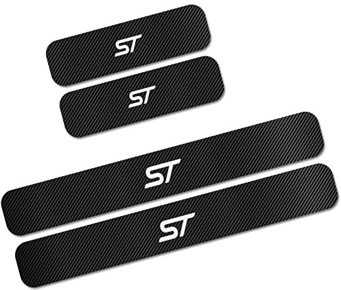 Symilov 4 Stück Auto Einstiegsleisten Schutzfolie für Fo-rd Fiesta Focus ST-Line C-MAX S-MAX Türschwelle Lackschutz, Kohlefaser Aufkleber Kantenschutz Styling Tuning Zubehör, ST