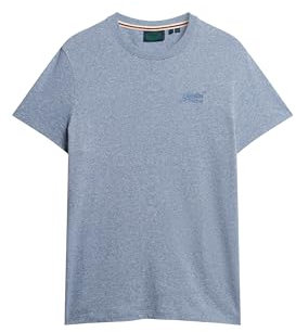 Superdry Men's Essential Logo EMB Tee T-Shirt, Bay Blue Marl, 56