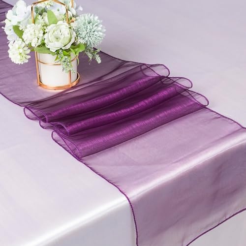 Wambere 5 Stück Organza Tischläufer,30cmx275cm Zartes Tischband,Table Runner Tischdeko für Esszimmer Party Urlaub Dekoration Hochzeit Festliche Dekoration zu besonderen Anlässen Deko,Helles Lila