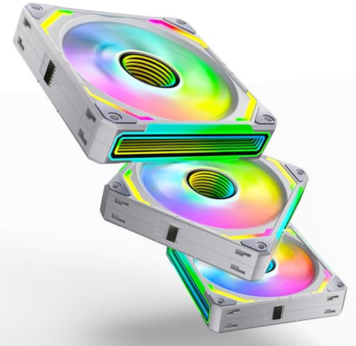 AsiaHorse COSMIQ ARGB Ventilador PC 120MM [3 Piezas] [FDB] Daisy Chain Ventilador RGB de 2000 RPM/68.5 CFM/2,05 MMH2O 5V 3 pines ARGB 12V 4pines PWM vida útil de 80000 horas