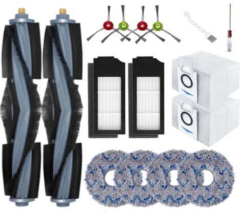 LeadCon 16 Pack X1 Accessories Kit Compatible with Ecovacs Deebot X1 Omni X1 Turbo Vacuum Cleaner, 2 Main Brush, 2 HEPA Filters, 2 Dust Bags 4 Sidebrushes, 4 Mop Pads, Clean Brush and Screwdriver