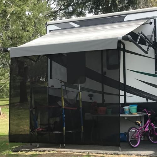 Shadeidea RV Awning Sun Shade Screen - 9' X 11' 5'' (Fit for 12' Awning) Mesh Sunshade for Motorhome Camping Trailer Caravan Awning Screenshade UV Sunblocker Canopy Sunscreen - 3 Year Warranty (Black)