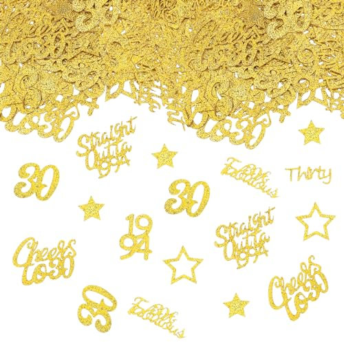 GoldRock Konfetti 30 Geburtstag Deko Groß 2,5-6cm,Deko 30 Geburtstag Mann Frau,100 Stk Tischdeko 30 Geburtstag Männer Frauen,Streudeko 30. Geburtstag Deko,Geburtstagsdeko 30,30er Geburtstag Deko Gold