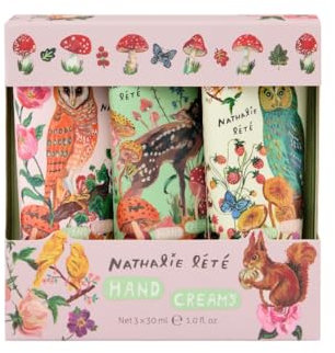 Vintage & Co Beauty Hand Creams, 3x 30 ml Fragranced Hand Moisturiser, Bergamot Essential Oils, Shea Butter, Travel and Pocket Size, Cruelty and Vegan Friendly, Beauty Gift For Her, Nathalie Lete