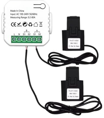 Fowecry Compteur D'Énergie Tuya Smart ZigBee 2 Voies Bidirectionnel avec Pince de Capteur de Courant App Moniteur Puissance 100-240VAC, 2 Canaux 2CT Durable