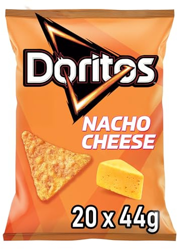 Doritos Nacho Cheese -Tortilla Nachos mit Käse Geschmack - Herzhafter Snack zum Knabbern aus Mais (20 x 44g)