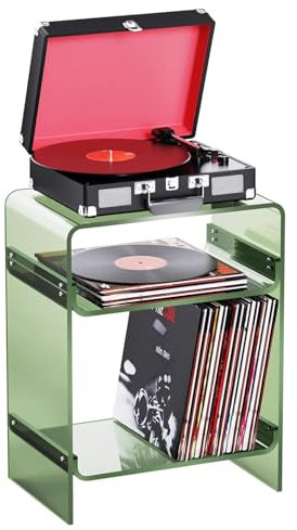 solaround Table d'appoint, Acrylique, Table de Chevet, Table Basse pour Salon, Chambre, Transparente (Vert, 45 x 30 x 58 cm)