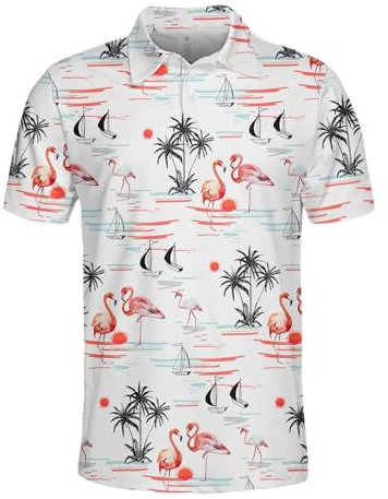 Zltegako Polo de golf pour homme - Polo à manches courtes pour homme, flamant rose, XL