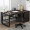 Schreibtisch, Computertisch mit Ablageflächen und 3 Schubladen, Schlichter und moderner Schreibtisch, Home-Office, Arbeitsplatz (99,1 cm, schwarzer Nussbaum)