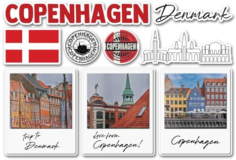 A5 Aufkleberbogen Kopenhagen Vinyl Aufkleber - Dänemark dänische Stadt Briefmarken Skyline Flagge Film Kamera Bild Sehenswürdigkeiten Reise Urlaub #82235