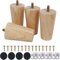 Qodiacl 4 Stück Möbelfüße Holz 6cm Holzfüße für Möbel Eichenholz Schrankfüße Sofafüße Möbelbeine Rund Holzbeine für Couchtisch Bett Kommode Stuhl Couch Tisch Schrank Sofa Beine