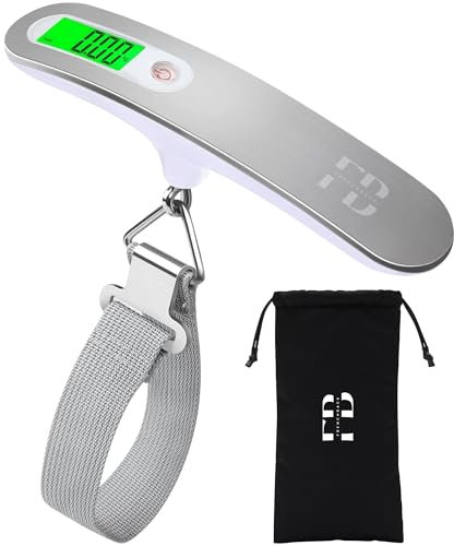 Elektronische Gepäckwaage mit Hülle Exclusive FrenchBack | Kofferwaage und elektronische Taschenwaage, tragbar, bis zu 50 kg/110 lb mit Tara-Funktion – ideal für Reisen