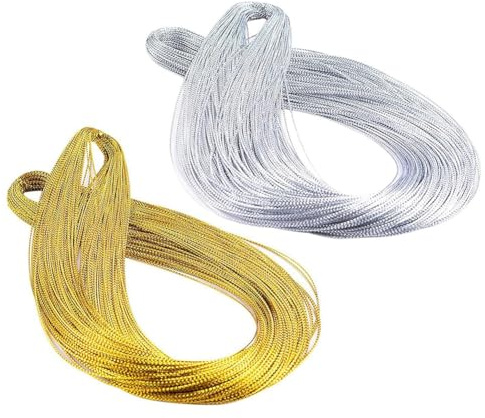 1 mm Schnur, 2 x 100 m Metallic-Saite, Lametta-Faden, nicht dehnbar, zum Aufhängen von Weihnachtsschmuck, Karten, Schmuckherstellung, Schnur (Gold und Silber)