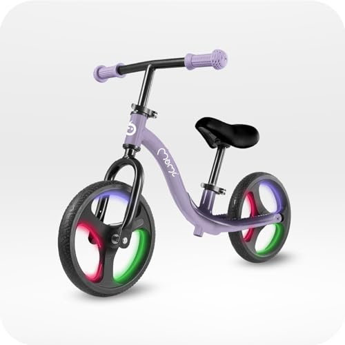 MoMi Kinderlaufrad ISOKA für Mädchen und Jungen ab 2 Jahren (max. Körpergewicht 35 kg), leichter Metallrahmen 3,5 kg, werkzeuglose Höhenverstellung von Lenker und Sattel, TPR-Räder mit LED-Beleuchtung