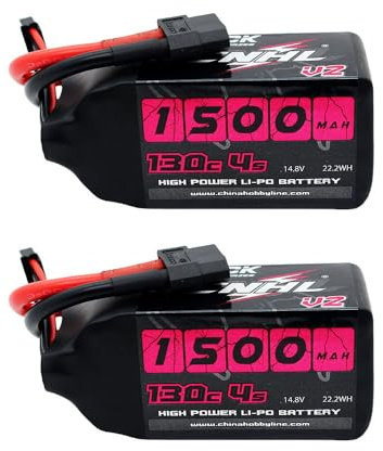 CNHL 1500mAh 4S Lipo Akku 14,8V 130C mit XT60 Stecker für UAV Drohne FPV Rennrad Quadcopter Flugzeug Hubschrauber RC Auto RC Boot (2 Stück)